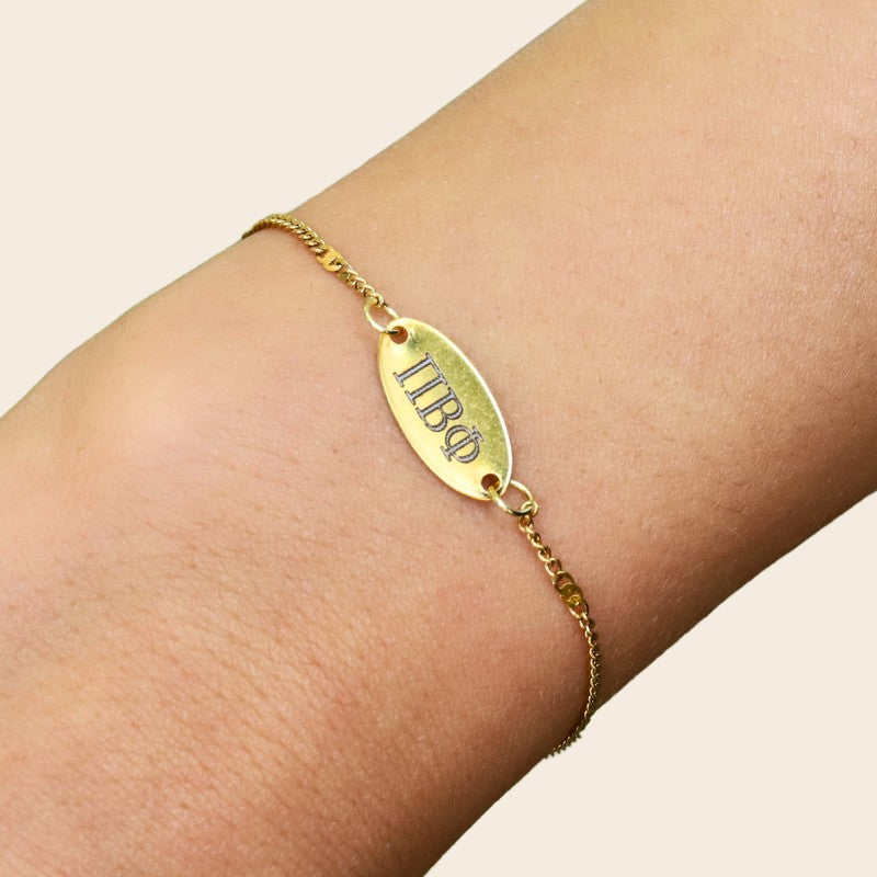 Pi Beta Phi Sorority Bracelet - Gold- Plated Satellite Chain Style