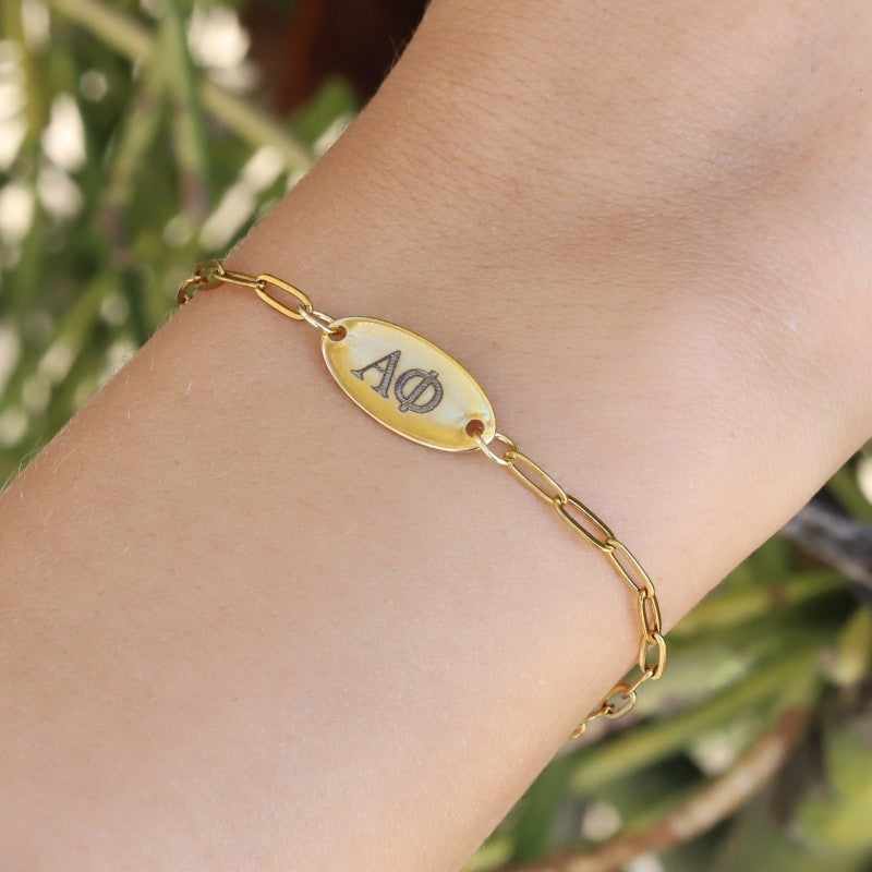 Alpha Phi Sorority Bracelet - Paper Clip Chain Style