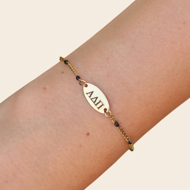 Alpha Delta Pi Sorority Bracelet – Black Enamel Chain Style