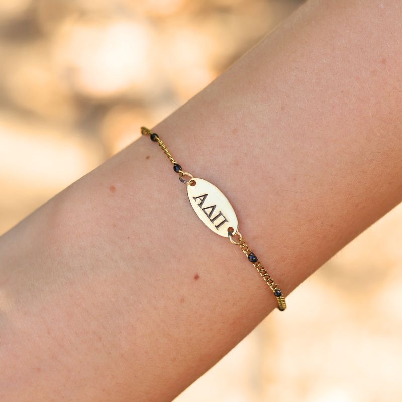 Alpha Delta Pi Sorority Bracelet – Black Enamel Chain Style