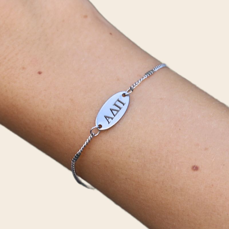 Alpha Delta Pi Sorority Bracelet - Silver Chain Style
