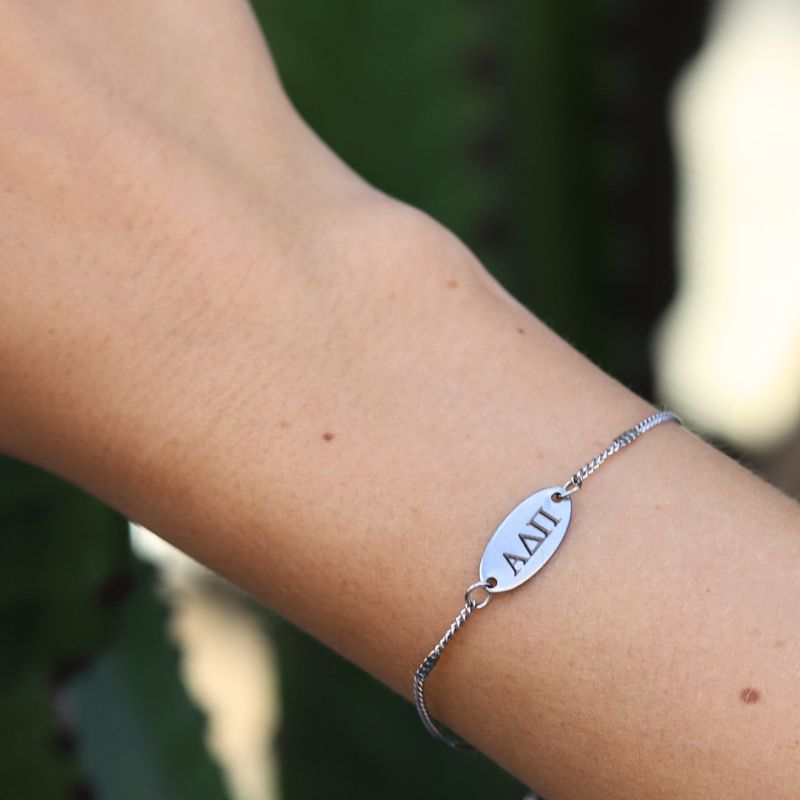 Alpha Delta Pi Sorority Bracelet - Silver Chain Style