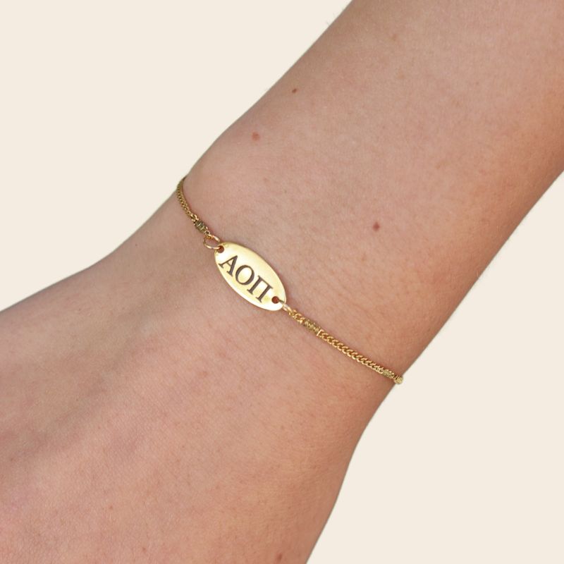 Alpha Omicron Pi Sorority Bracelet - Cuban Chain Style