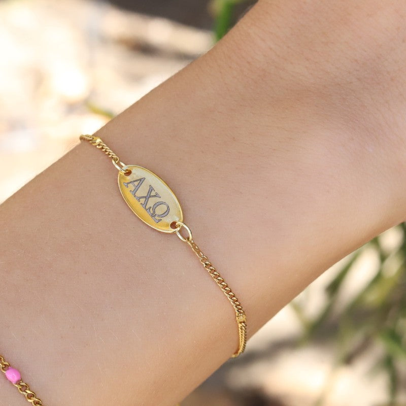 Alpha Chi Omega Sorority Bracelet - Satellite Chain Style