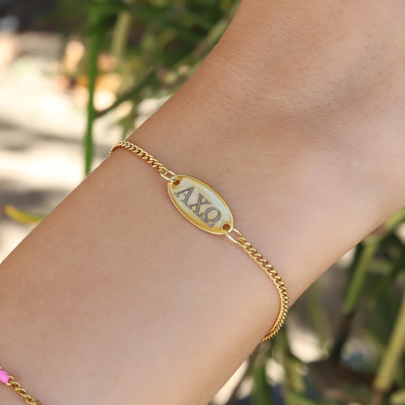 Alpha Chi Omega Sorority Bracelet - Cuban Chain Style