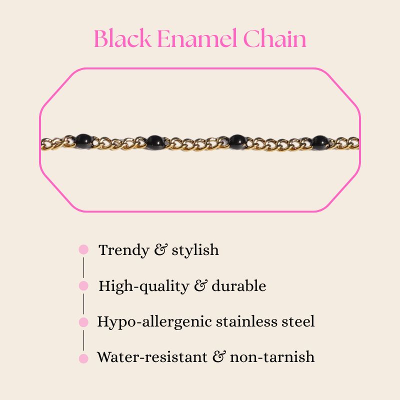 Pi Beta Phi Sorority Bracelet - Black Enamel Chain Style
