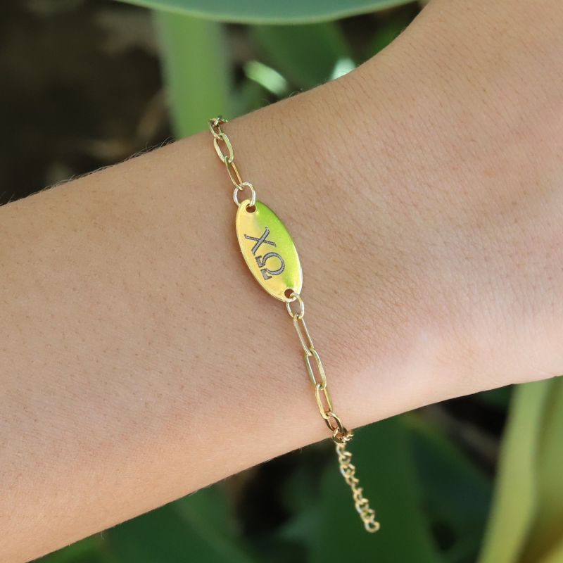 Chi Omega Sorority Bracelet - Paper Clip Chain Style