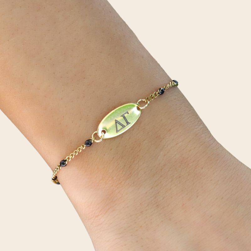 Delta Gamma Sorority Bracelet – Black Enamel Chain Style