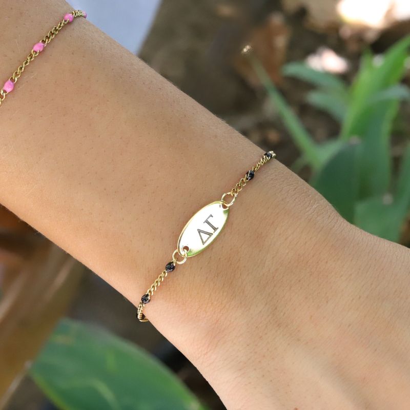 Delta Gamma Sorority Bracelet – Black Enamel Chain Style