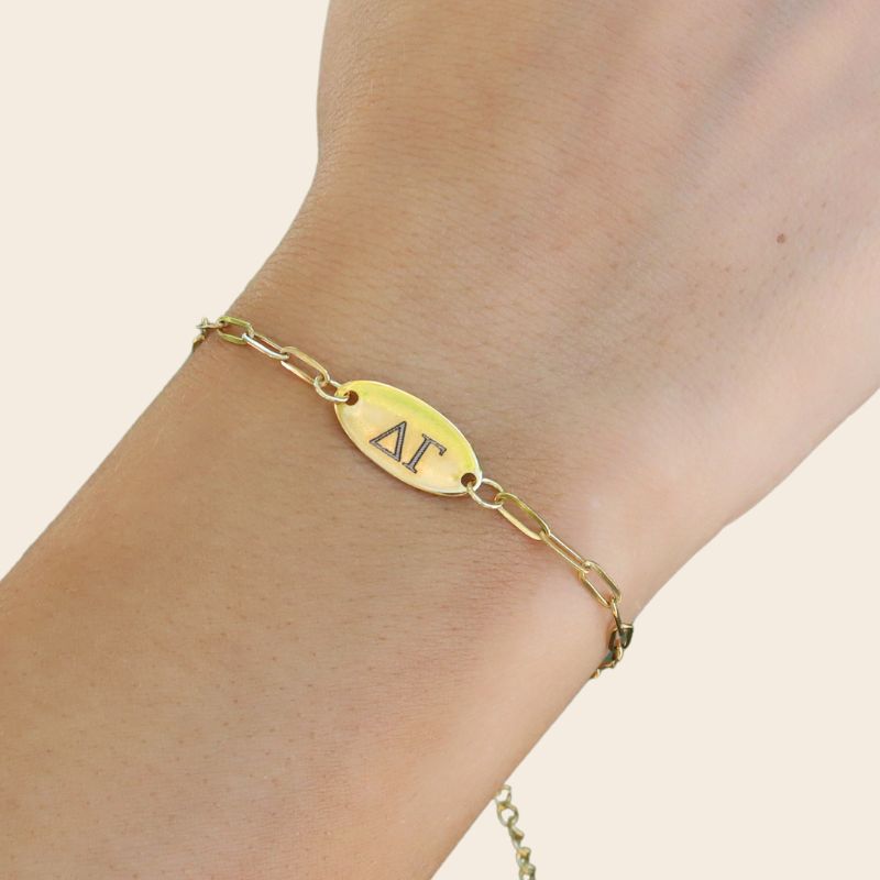Delta Gamma Sorority Bracelet - Paper Clip Chain Style