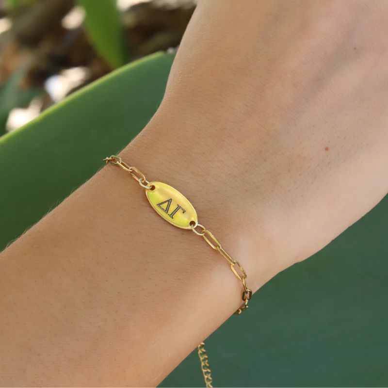 Delta Gamma Sorority Bracelet - Paper Clip Chain Style