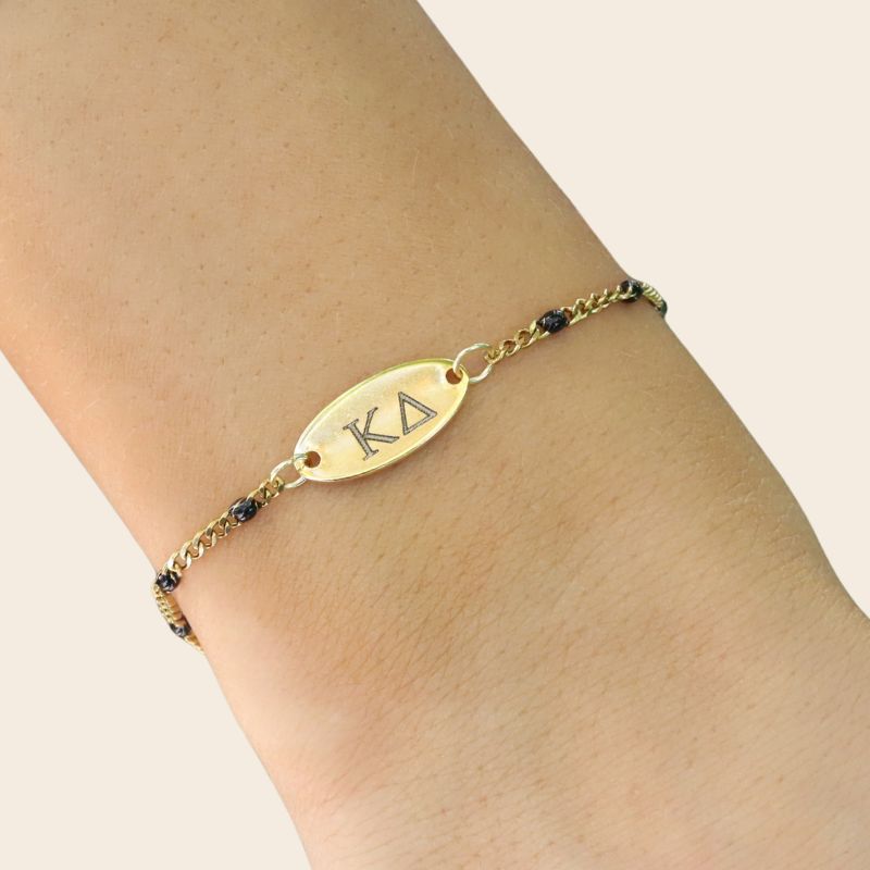 Kappa Delta Sorority Bracelet - Black Enamel Chain Style
