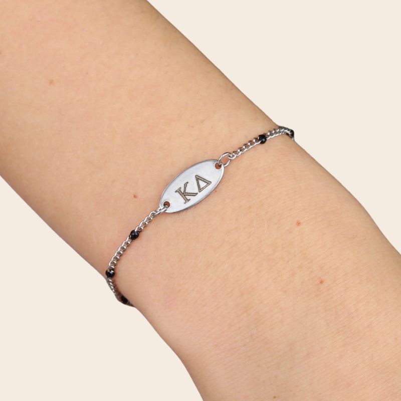 KappaDeltaSororityBracelet-BlackEnamelSilverChainStyle on hand