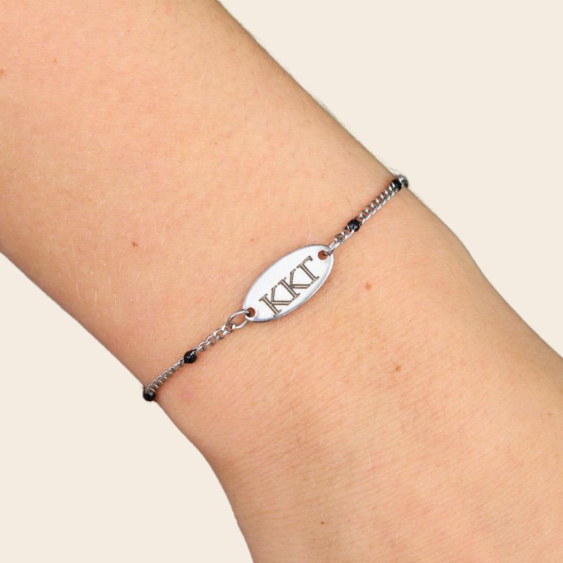 KappaKappaGammaSororityBracelet-BlackEnamelSilverChainStyle on hand