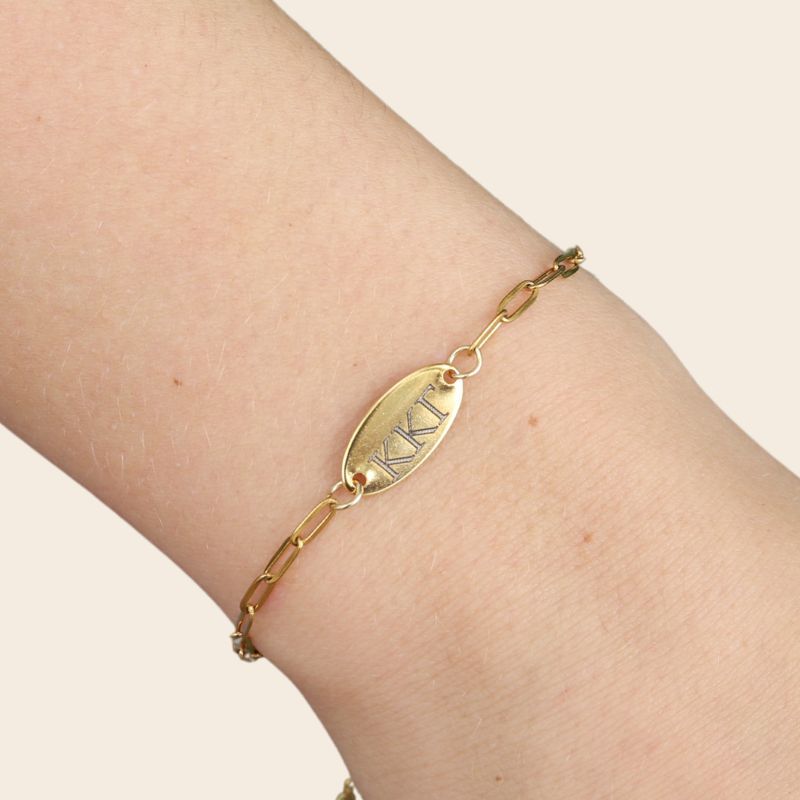 Kappa Kappa Gamma Sorority Bracelet - Paper Clip Style on hand