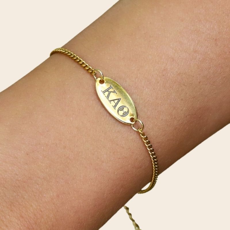 Kappa Alpha Theta Sorority Bracelet on hand - Cuban Chain Style