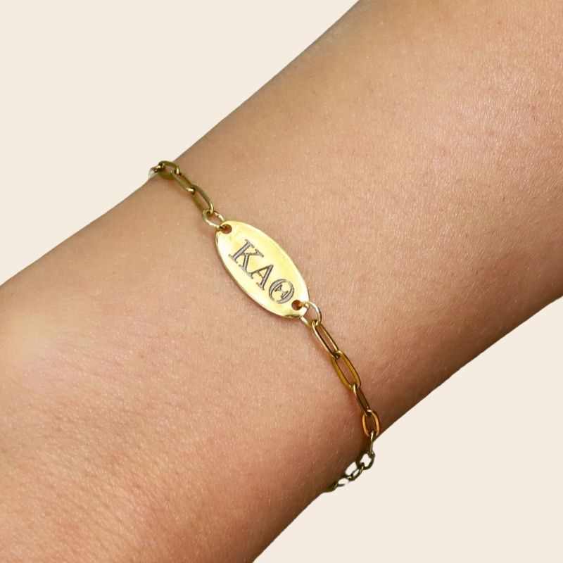 Kappa Alpha Theta Sorority Bracelet on hand - Paper Clip Chain Style