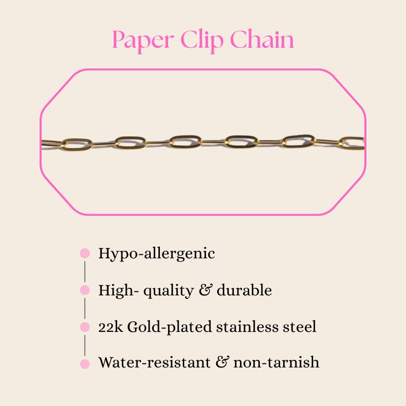 Pi Beta Phi Sorority Bracelet – Gold-Plated Paper Clip Style