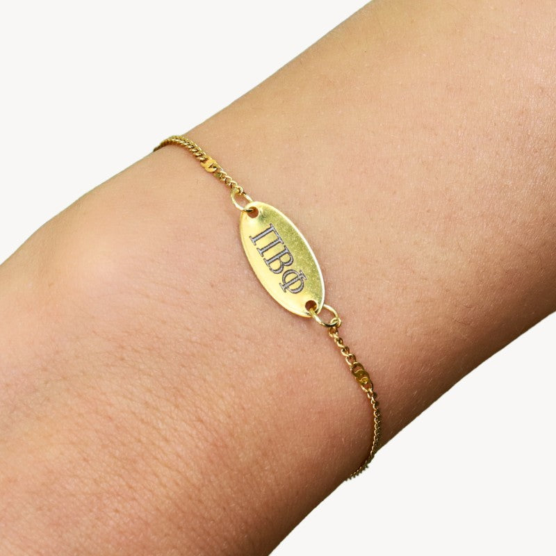 Pi Beta Phi Sorority Bracelet - Gold- Plated Satellite Chain Style