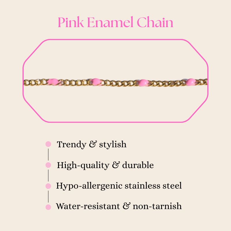 Gamma Phi Beta Sorority Bracelet - Pink Enamel Chain Style
