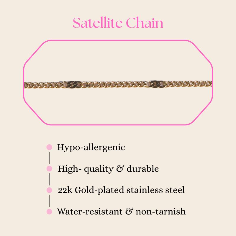 Pi Beta Phi Sorority Bracelet - Gold- Plated Satellite Chain Style