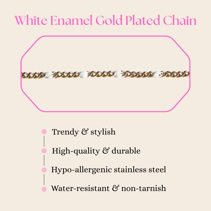 Gamma Phi Beta Sorority Bracelet - White Enamel Chain Style